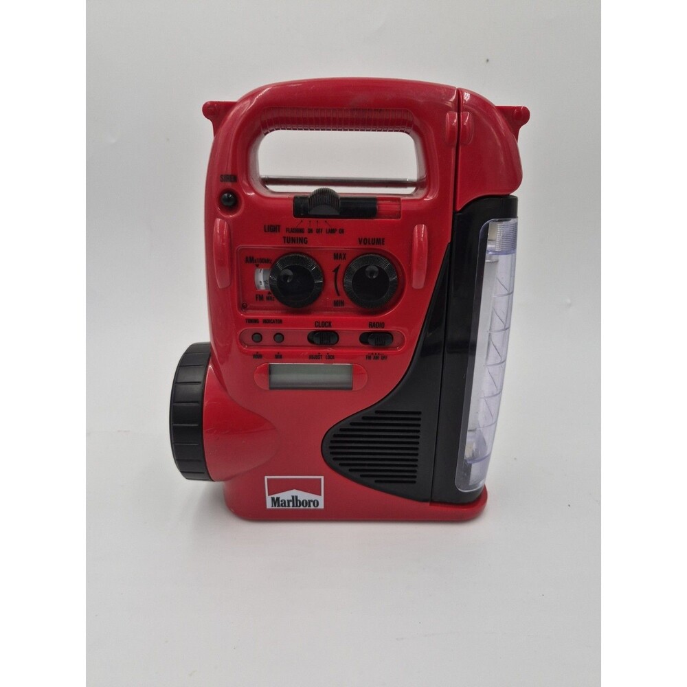 Vintage Marlboro Emergency Radio Flashlight Lantern Siren AM/FM Portable Red